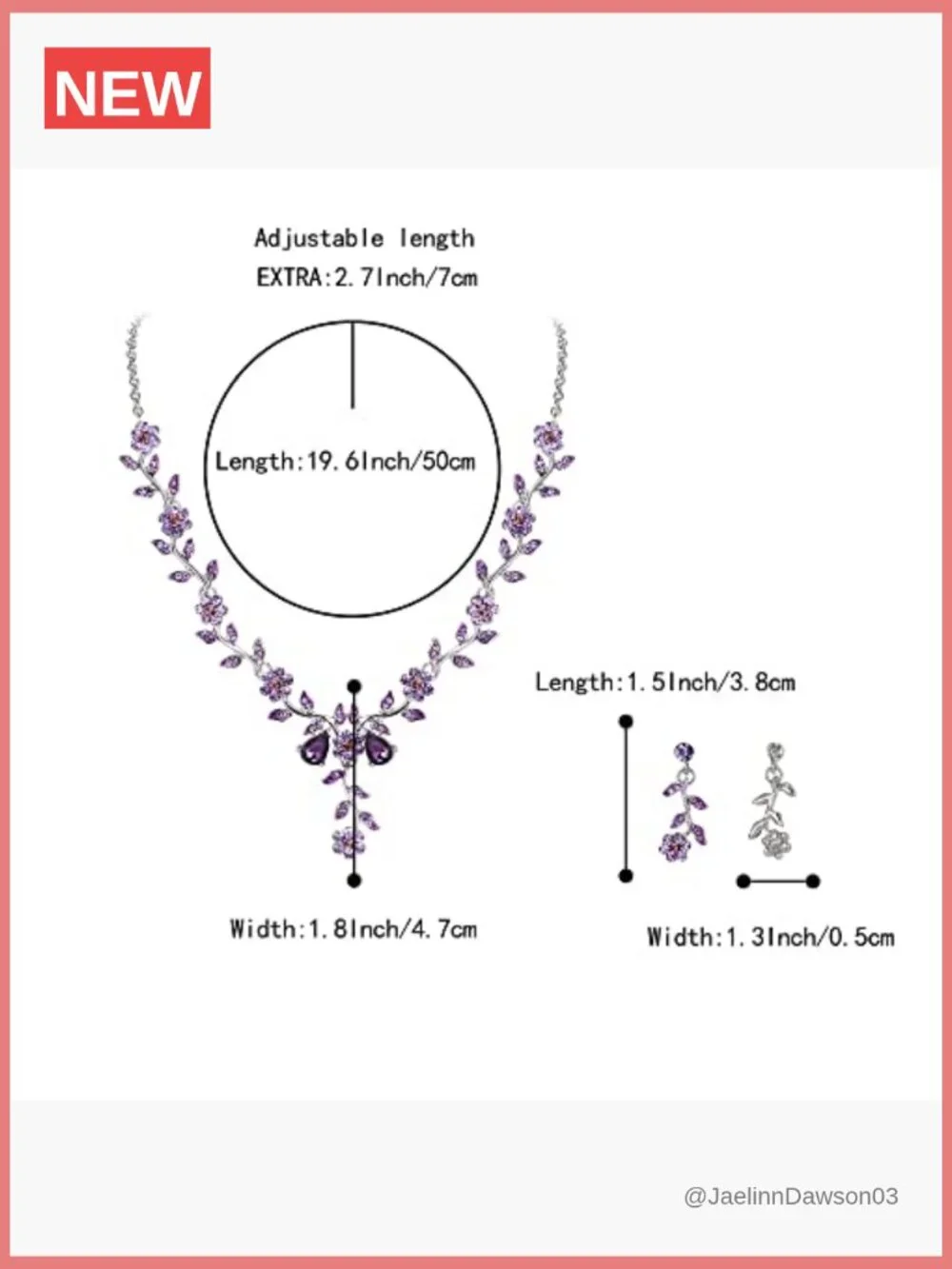 Crystal Flower Leaf Dangle Earrings Necklace Set for Wedding